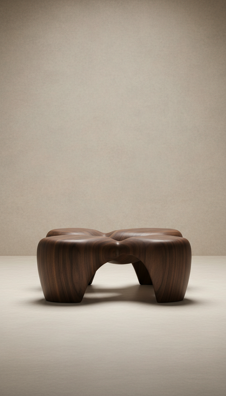 Sculptural walnut coffee table