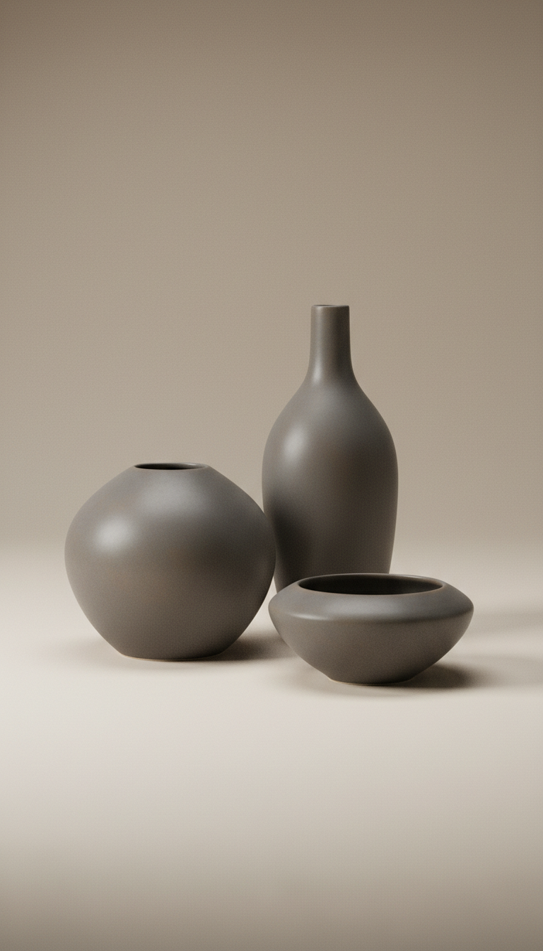 Graphite ceramic vase set